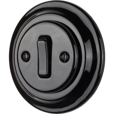 Bohemia-Design - Ретро порцеланов едноклавишен ключ с рамка за звънец черен (BF0036)