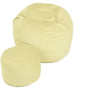 PUFRELAX Комплект, Барбарон с табуретка за крака, 500л. Matusalem - Lemon, Перящ се калъф, Подходящ за деца, Пълнеж с микс от мемори пяна и дунапрен, Гама Premium, 8132 (PUF-M-MO-PT-LE) - topmall