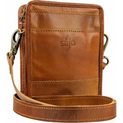 Pánská crossbody taštička z kozí kůže RAŠMI hnědá s nastavitelným popruhem zapínání na zip