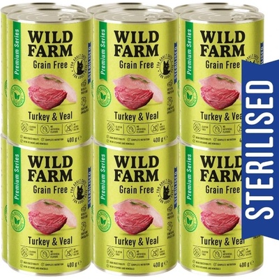 WILD FARM Premium Grain Free Turkey and Veal 12x400g - беззърнена храна за кастрирани котки