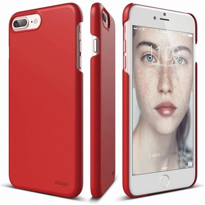 elago S7 Slim Fit 2 Case + HD Clear Film - поликарбонатов кейс и HD покритие за iPhone 8 Plus, iPhone 7 Plus (червен)