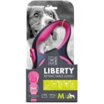 Mpets Liberty Pink - Автоматичен повод - лента за куче, розов - размер М - дължина 5 м, за кучета до 20 кг, Белгия - 10842699