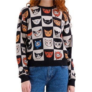 DEDICATED Дамски пуловер DEDICATED Women's Sweater Arendal Cat Bingo Jumper - Black (117-3871-0113)