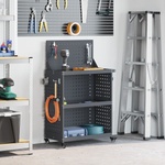 vidaXL Карача за инструменти с рафт с колело Антрацит 65 x 35 x 111 см (874555)