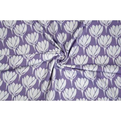 Džersej s tulipánmi v levaduľovo fialovej farbe