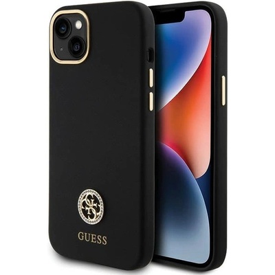 GUESS Силиконов 4G калъф Guess Logo Strass за iPhone 15 Plus / 14 Plus 6.7" - черен (3666339148492)