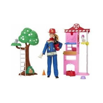 Mattel Barbie Firefighter fire station doll