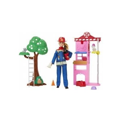 Mattel Barbie Firefighter fire station doll