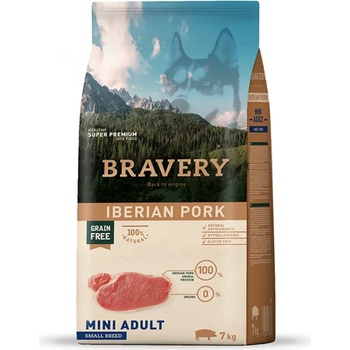 Bravery Iberian Pork Small & Mini Breeds Adult Dog - Пълноценна храна за израснали кучета от дребни и мини породи с иберийско свинско 7 кг
