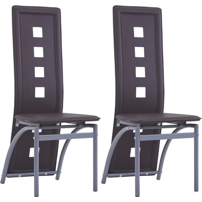 vidaXL Трапезни столове, 2 бр, кафяви, изкуствена кожа (281709)