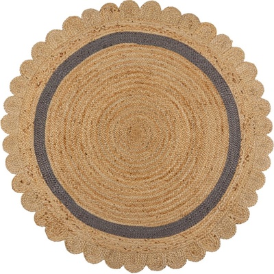 Flair Rugs Ръчно изработен ютен кръгъл килим в сив и естествен цвят ø 160 cm Grace Grey - Flair Rugs (503119377875)