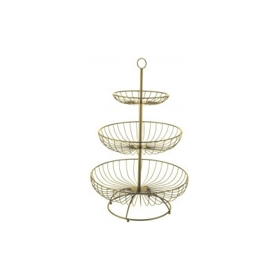 Horecano - Метална фруктиера / дисплей на три нива кръгла ф30/25/16, 5xh48см златна CHARM-(HC-981802) (232025) (01981802)