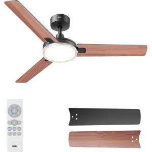 DREO Ceiling Fan with Light and Remote Control, 52" Black Ceiling Fan, 5 CCT Color Temperatures, 6 Level Dimmable, 6 Speeds, Quiet Reversible DC Motor, 1/4/8 Hour Timer - DR-HCF004 (DR-HCF004 Black)