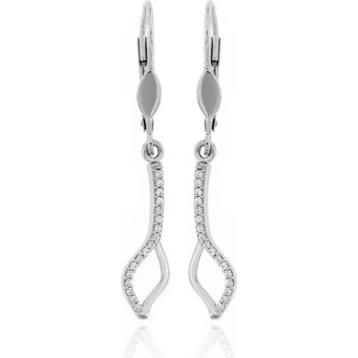 Zlatnictví U Kostela zlaté visací náušnice s bílými zirkony 1186