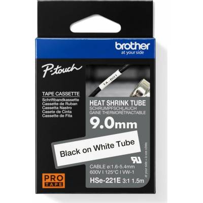 BROTHER smršťovací bužírka - HSE-221E bílá pro E300VP H300 H500 E550 P700 P750 D800 P900 P950 - 9,0 mm/ 1,6-5,4 / 3:1