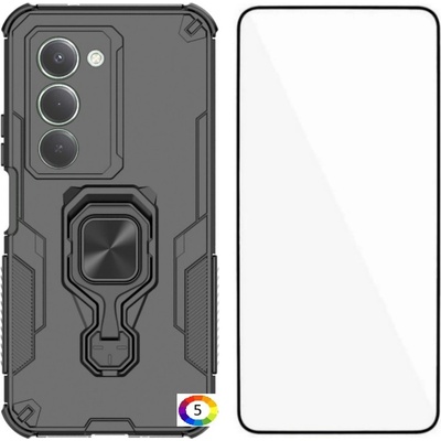 Xiaomi WANLONFENG Защитен калъф с Протектор за Xiaomi Redmi 15 5G/4G | Удароустойчив PC+TPU, Стойка, Темперирано стъкло|Цвят: Черен, Сив, Син, Лилав, Зелен