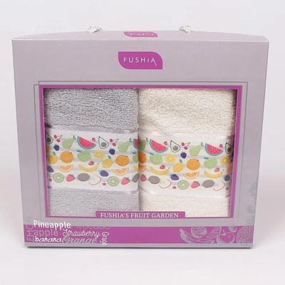 Хавлиени кърпи в сиво и бяло с плодове