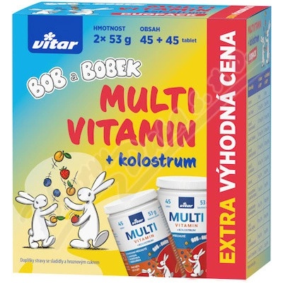 Vitar Multivitamin + kolostrum Bob a Bobek 2 x 45 tablet