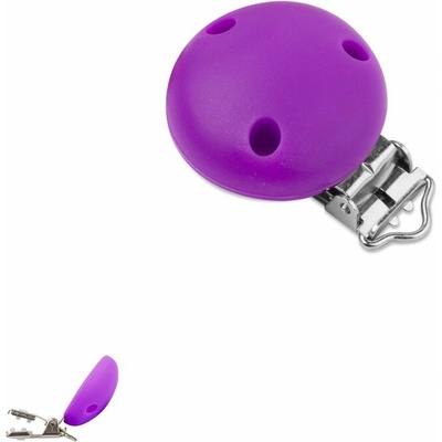 Silikónový klip na cumlík 34mm s 3 dierkami a kovovou sponou Lavender - 1 ks