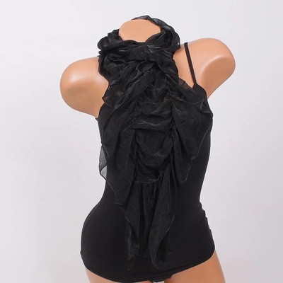 Елегантен набран шал в черно