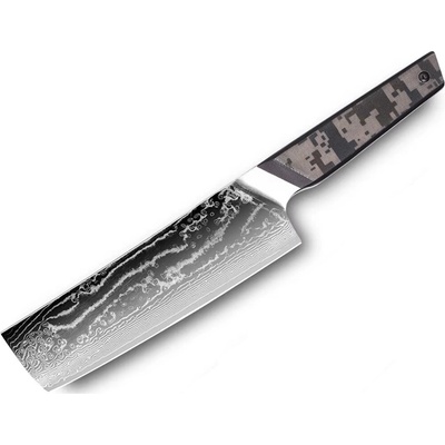 IZMAEL Damaškový kuchynský nôž Takeno Nakiri/Čierna/Sivá 17.5 cm