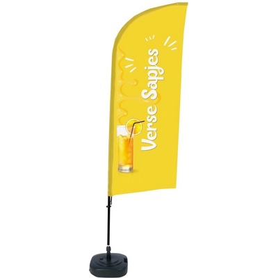 Jansen Display Kompletní sada reklamní vlajky ve tvaru křídla, Čerstvý džus, holandsky ECO, 1105 x 3300 mm