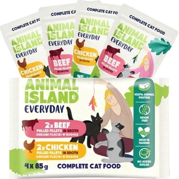 Animal Island Everyday Chicken and Beef fillets in broth 4 x 85 g