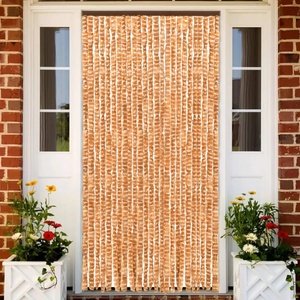 vidaXL Завеса против насекоми, охра и бяло, 100x220 см, шенил (325459)