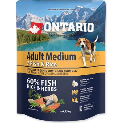 Ontario Adult Medium 7 Fish and Rice 0,75 kg