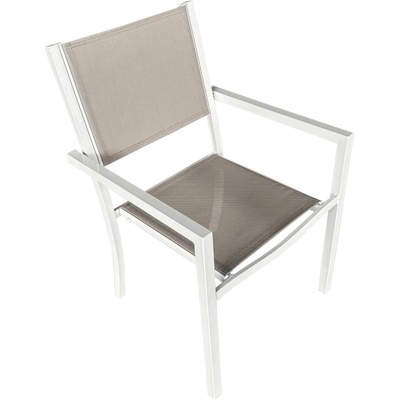 Kondela DORIO Záhradná stohovateľná stolička, biela oceľ/svetlosivá