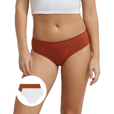 DIM BODY TOUCH MIDI BRIEF 2x Dámske ponožky 2 ks DI000DFQ tehlová biela