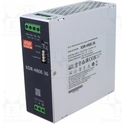 MEAN WELL XDR-480E-36 Napájecí zdroj: spínaný; na lištu DIN; 480W; 36VDC; 0÷13,3A; OUT: 1