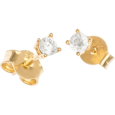 Argento Zlaté náušnice - číry okrúhly zirkón, priemer 3 mm 6A017