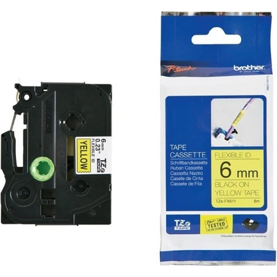 Brother originální páska do tiskárny štítků, Brother, TZE-FX611, černý tisk/žlutý podklad, TZEFX611