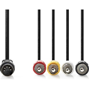 Nedis CAGL20400BK10 DIN аудиокабел, DIN 5-пинов щепсел - 4x RCA щепсел, 1 м (CAGL20400BK10)