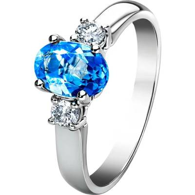 Zlaton Prsten bílé zlato topaz s diamantem N22102501294