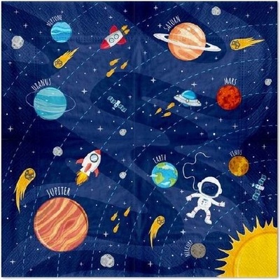 PartyPal Servítky papierové Vesmír tmavomodré 10 ks 33x33 cm