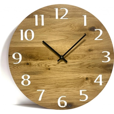 Karls Design Dubové nástenné hodiny Slim White 30 cm biela bez gravírovania