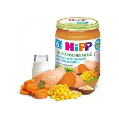 HiPP Био пюре от градински зеленчуци със сладки картофи hipp, 4+ месеца, 190гр