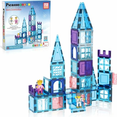 PicassoTiles - Ledový hrad - magnetická stavebnice (72 ks)