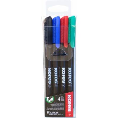 Popisovač KORES K-MARKER permanentný na CD, tenký - sada 4 farieb (22140)