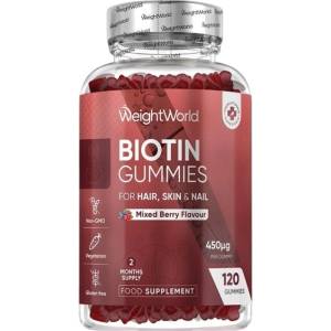 WeightWorld Biotin 5000 mcg Gummies [120 желирани бонбони] Горски плодове