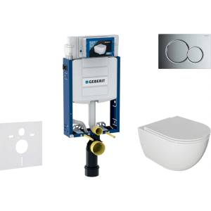 Geberit Kombifix - Комплект за монтаж пред стена, тоалетна чиния Oudee и седалка със система „softclose, бутон Sigma01, лъскав хром SANI15CA1114 (SANI15CA1114)