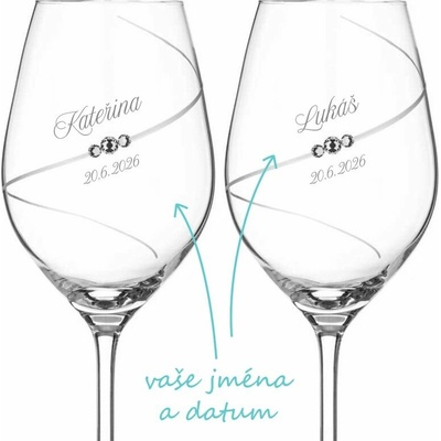 Svatební skleničky na víno Diamante Silhouette s krystaly Swarovski 2 ks