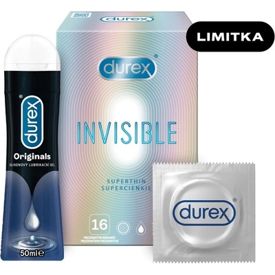 Durex Invisible 16 kusov + Originals silicone gél 50 ml