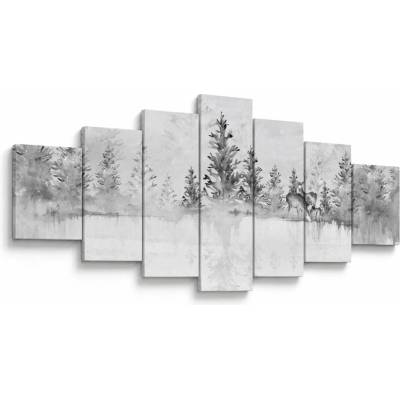 Obraz - Jelene pri jazere, sedemdielne 210x100 cm
