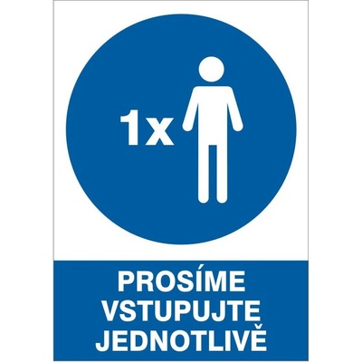 RAFO Samolepka Prosíme vstupujte jednotlivě, A5 modrá