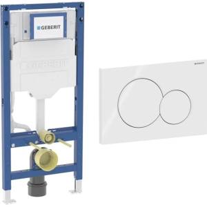 Geberit Комплект вградено казанче Geberit Duofix Sigma с комплект за монтаж и бутон Sigma01 гланцово бяло (111.928.00.6+115.770.11.5)