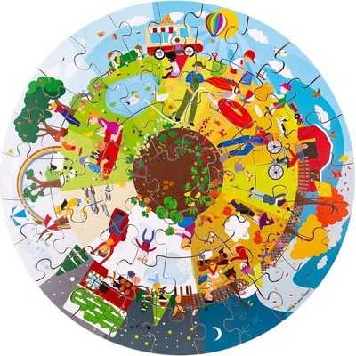 Bigjigs Toys Кръгъл пъзел Bigjigs - Сезони, 50 части (33003)