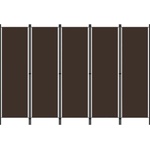 vidaXL Параван за стая, 5 панела, кафяв, 250x180 см (320724)